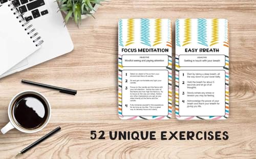 Allura & Arcia 52 Stress Less & Self Care Cards - Mindfulness & Meditation Exercises - Anxiety Relief & Relaxation - Image 6