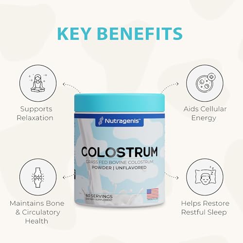 Image of Colostrum Premium Powder for Gut Health, Immunity, Muscle Recovery & Bloating Relief | Grass-Fed Bovine Colostrum with 400+ Bioactive Nutrients & Natural IgG, Unflavored, 60 Servings | Made in USA