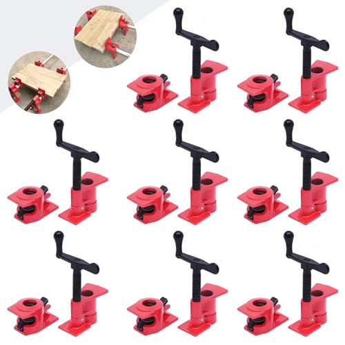 8er-Set Schnellspanner Clamp & 3/4 Zoll Rohrzwingen - Robuste Rohrklemmen aus Eisen Einstellbar - Rohrschraubzwinge Rohr-Schraubzwingen Korpuszwinge für Holz Metallrohre Rohr
