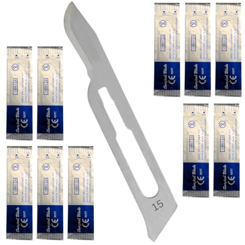 MINISCIENCE.COM Pack of 10 Surgical Blade No.15 – Sterile, Gamma-Radiated Curved Blades for Precision Dissection & Educational Use