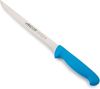 Arcos Cuchillo para fileteareries 2900 - Hoja Acero Inoxidable Nitrum 8" - Mango polipropileno azul - Plateado -istema identificación color - Diseño resistente y ergonómico (7'')