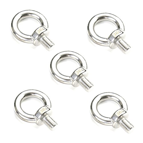 SamIdea(TM) 5PCS M6 Ring Eye Bolt Stainless Steel Screw Bolt With Male Thread
