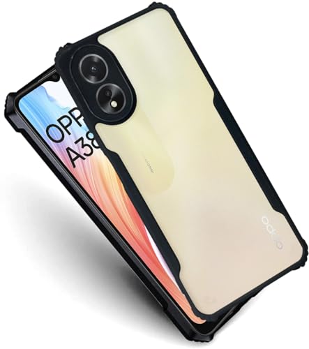 Image of AIBEX Crystal Clear Back Cover Case for Oppo A18 4G / Oppo A38 4G | 360 Degree Protection | Shock Proof Design | Transparent Back Cover Case (PC & TPU, Black Bumper)