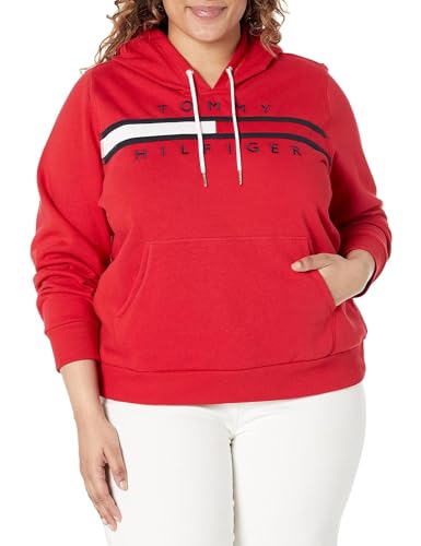 Tommy Hilfiger Damen W2xh0850-sca-1x Kapuzenpullover, Scharlachrot, 1X