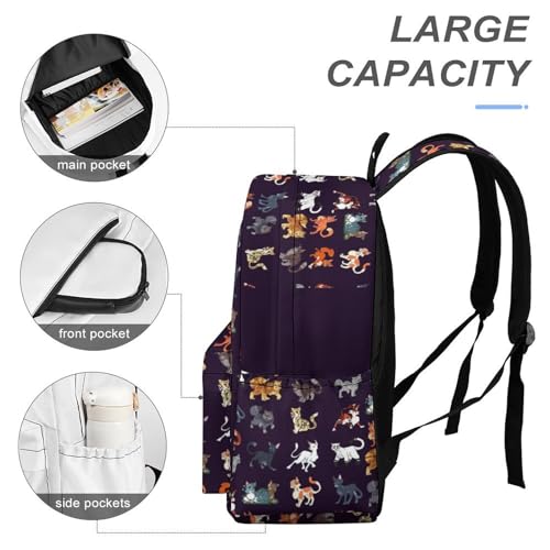Botanybay Warriors Backpack Cats Backpack School Bookbags Lightweight Casual Travel Daypack Laptop Bag For Women Men Kids, Black4