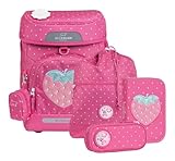 Beckmann Schulranzen Plus Air Schoolbag 7 teilig Strawberry purpur