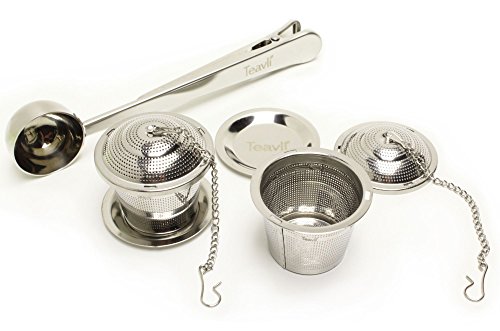 Set of 2 Loose Tea Strainers with Tea Scoop | Best Extra Fine Tea Infusers for Steeping Loose Leaf Tea | Cute Tea Steepers for Brewing the Best by Teavli