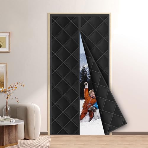 BIAOQINBO Tenda termica magnetica per porte, contro freddo e calore, protezione dal freddo, isolamento acustico, impermeabile, antivento, adatta agli animali domestici (nero, 80 x 210 cm)