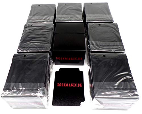 Docsmagic.De 8 X Deck Box Full Black + Card Divider - Porta Mazzo Nero - Pkm Ygo Mtg