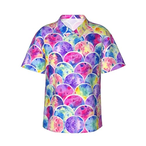 Chemise hawaïenne homme arc-en-ciel idéale pour les vacances à la plage