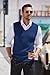 COOFANDY Men's V Neck Sweater Vest Fitted Fall Fashion Cable Sleeveless Sweaters Casual Knitted Pullovers Denim Blue