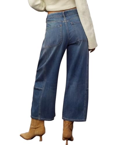 Womens Wide Leg Jeans Mid Rise Baggy Boyfriend Stretchy Ankle Vintage Denim Cropped Pants Trendy 20253