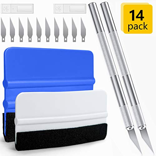 Rakel Set für Folie, Folierungs Werkzeug Folienrakel Filzrakel Filzkante mit Präzisionsmesser Handwerksmesser Squeegee für Fensterfolien Autofolierung Blickschutzfolien