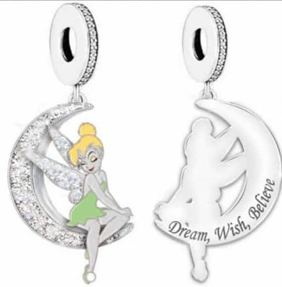 Fairy Fairy Pixy Pixies Believe I Love You Heart Tinkerbell Charm Bead Pendant 925 Sterling Silver Compatible With Pandora Charm Moments Bracelet