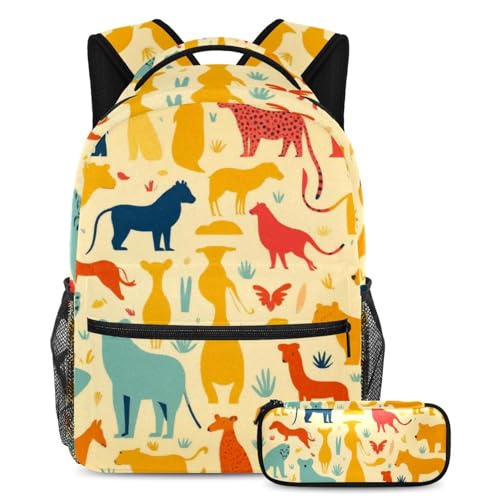 Sac à dos de jour pour enfants silhouette animal | Lot 2 pièces école et loisirs