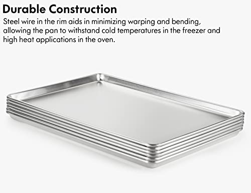 CURTA-6-Pack-Aluminum-Sheet-Pan-NSF-Listed-Full-Size-26-x-18-inch-Commercial-Bakery-Cake-Bun-Pan-Baking-Tray