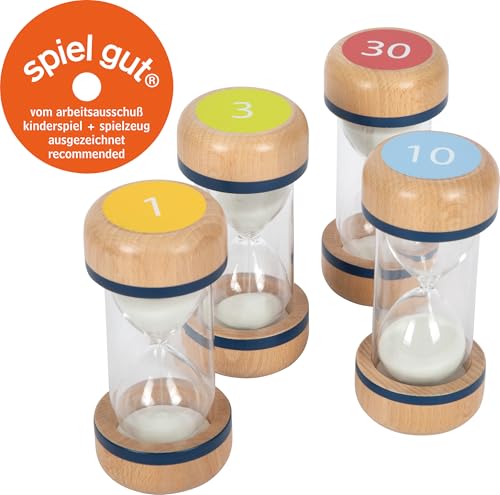Small Foot XL Hourglass Set Educate made of beechwood, set of 4 learning toys for kids aged 3+ years, 12386 - Image 2