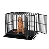 LUCKUP Heavy Duty Dog Crate 42 inch Large Metal Dog Cage with 2 Doors and 4 Wheels Stackable Dog Kennel for Large Medium Dogs Removable Tray