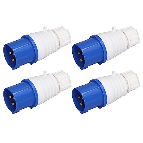 Image of Jadeshay Industrial Plug,16A 220-250V Site Trailing Plug IP44 Weatherproof 3 Pin 4pcs 16amp Plug Industrial Connector Replacement Caravan Hook Up for Industry Docks Use with Trailing Leads
