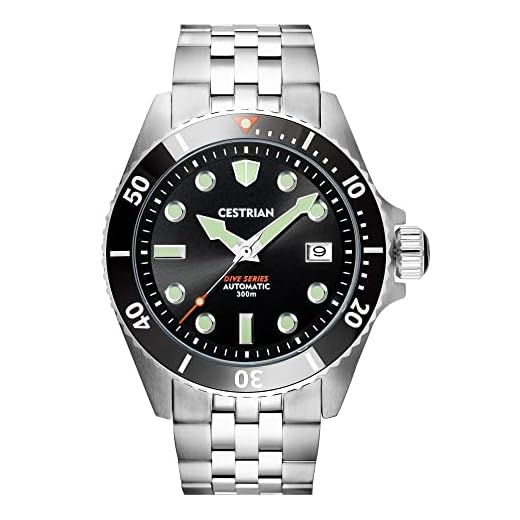 Cestrian Dive Series Midnight Grey Dial Negro Cerámica Bisel Pulsera de acero Automático 300M Reloj para Hombre