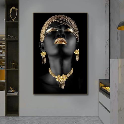 Tableau de femme africaine pour décoration de salon chic et moderne
