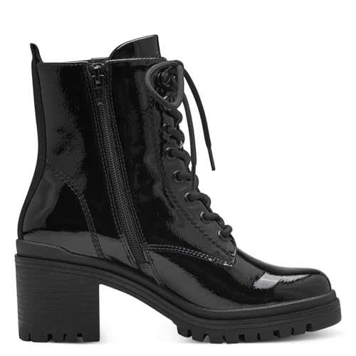 s.Oliver Damen Stiefeletten zum Schnüren mit Blockabsatz Herbst, Schwarz (Black Patent), 40 EU