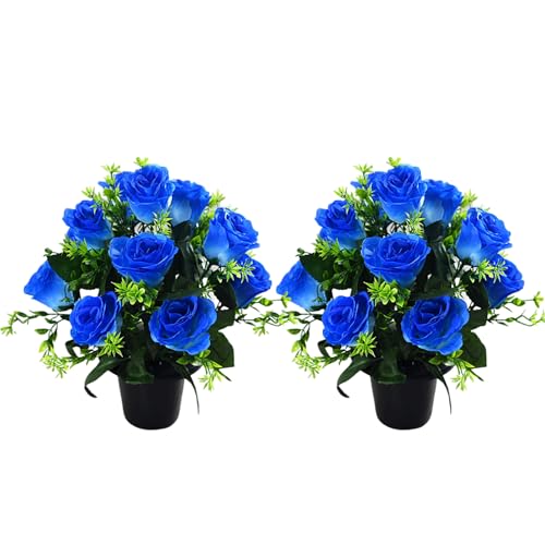 MHADBKH 2 ramos de flores de seda realistas para decoración de cementerio y Navidad, para decoración del hogar funerario