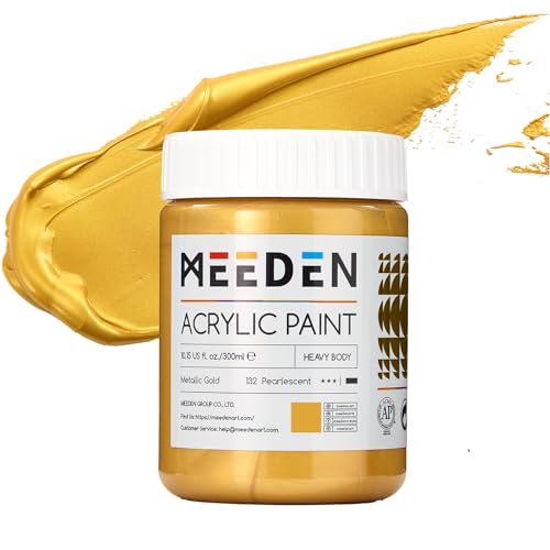 MEEDEN Peinture Acrylique Or Métallique : 10,1oz / 300ml Peintures Dorées pour Adultes Artistes sur Décoration Cadeau de Noël - Peinture Feuille d’Or...