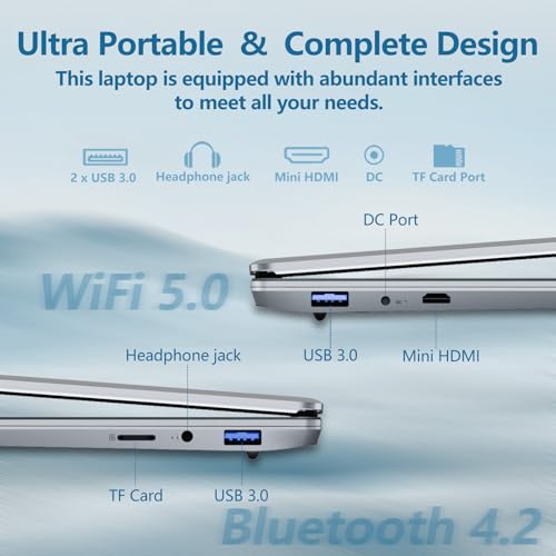 Image of DUNHOO 15.6 inch Laptop with Core i5-7Y54 Processor Laptop Computer 16GB RAM 512GB SSD, 180Open Lap Top, FHD 1920*1080, WiFi5, BT4.2, Win 11 Pro, Backlit Keyboard Laptop for Business Office Student