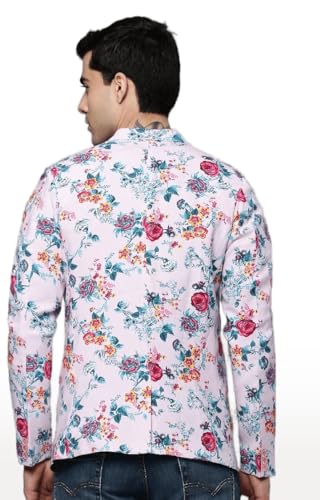 Image of SHOWOFFFF Men Printed Front-Open Casual Blazer | Notched Lapel Full Sleeves Cotton Blazer for Mens | Slim Fit Regular Length Blazer for Men's