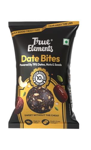 Image of True Elements Date Bites 150g (15g X 10 Packs) - Goodness of Nuts & Seeds | Sweetness of Jaggery Powder | Healthy Snacking | Energy Laddoo