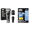 Braun Series 9 PRO+ Electric Shaver, 5 Pro Shave Elements & Precision Long Hair Trimmer & Clean and Renew Refill, 3 Count