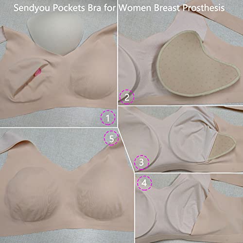 Sendyou SY16 Seamless Mastectomy Bra for Women Breast Prosthesis with Pockets 34-42ABCD…4