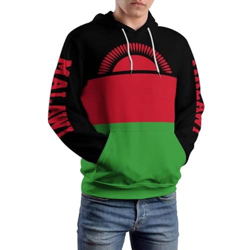 Sweat à capuche élégant homme imprimé drapeau pull graphique coupe ample hiver