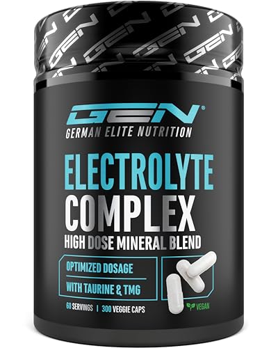 Electrolyte Complex - 300 vegane Kapseln - hochdosierter Elektrolyt-Komplex mit Taurin & Betain (TMG) - Natrium Kalium Magnesium & Calcium - 60 Portionen - Alternative zu Pulver