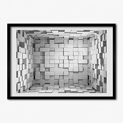 Cadre en bois 70x50 cm Tulup Kostki pour illuminer votre salon avec une peinture moderne