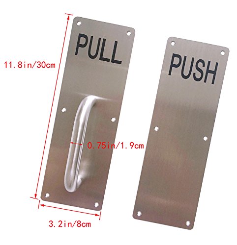 Abgream Stainess Steel Door Handle, Pull and Push Plate Commercial Door Handle with Screws 11.8" x 3.2"