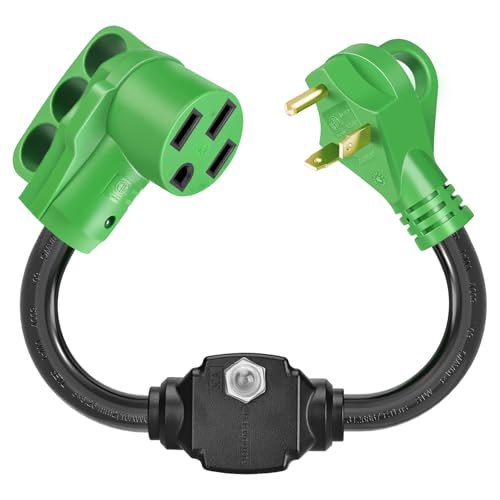 Image of 30 Amp to 50 Amp RV Adapter & Surge Protector for Campers, Trailers - NEMA TT-30P to NEMA 14-50R Plug with Circuit Breaker, ETL-Listed, 18.5 Inch