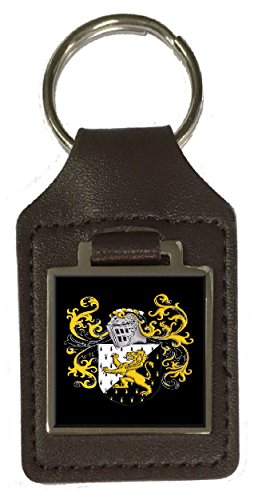 Porte-clés en cuir marron avec blason de la famille Edwards idée cadeau anniversaire unique