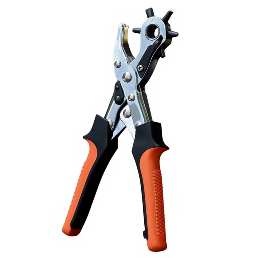 Jnchdghwa As Shown Oval-Shaped Style 250Mm() Leather Hole Punch Tool With 6 Size Punch Pliers For Diy Home Or Craft Projects