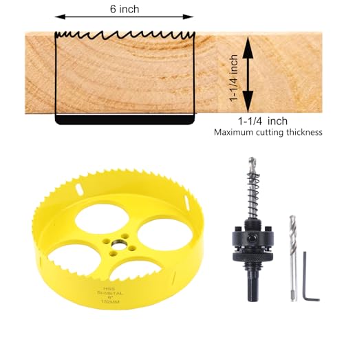 Image of 6 Inch Bi-Metal Hole Saw with 3 /8 inch Hex Shank Arbor