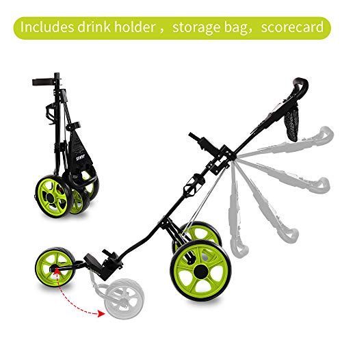 Janus Golf Push Cart, Golf cart for Golf Bag, Golf Pull cart for Golf Clubs, Golf Push carts 3 Wheel Folding, Golf Accessories for Men Women/Kids Golf Clubs Golf cart Accessories and necessitie