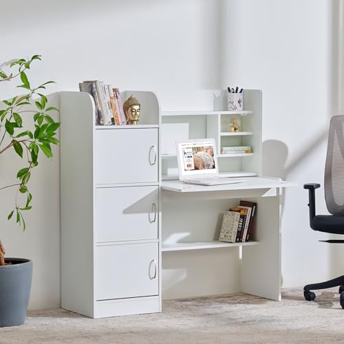 Image of Home Centre | Helios Alton Study Desk | Study Table for Home Office | Engineered Wood | White | 1 Year Warranty