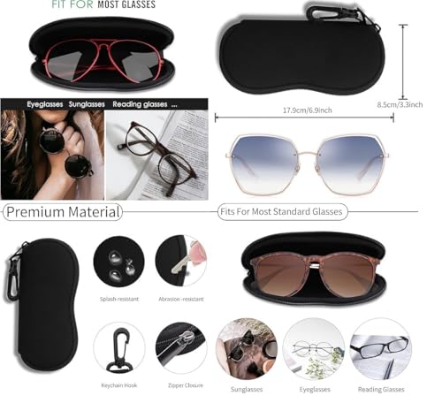 Image of ALASKA Sunglasses Soft Case Ultra-Light Neoprene Scratch-Proof Inner Fabric, Zipper Eyeglass Case for Men and Women. Made with 5mm Thick Neoprene Fabric.