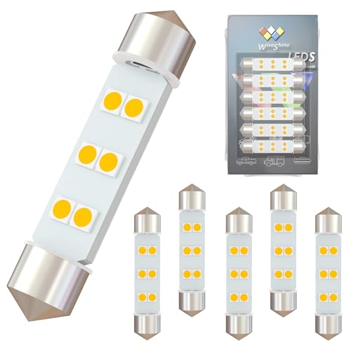 Wiseshine DC 12V 44mm Festoon LED Bulb 578 LED Car Bulb Warm White 211-2 212-2 for Camper RV Automotive Interior Dome Reading Map Cargo Lights (Pack 6)