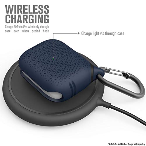 Catalyst- Waterproof Case For Airpods Pro(1St & 2Nd Generation)- Premium Edition. Compatible Wireless Charging, One-Piece Design, High Drop Protection, With Carabiner, Soft-Touch - Navy Blue #TOP7