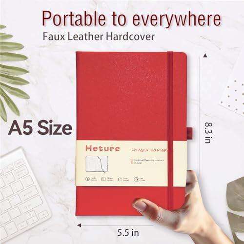 Image of A5 Hardcover Journal Notebooks 6 Pack, Lined Notebook for Writing Work School, 100 GSM Thick Paper, 160 Pages, College Ruled Journal with Pen Holder, Inner Pocket, Ribbon Bookmark and Elastic Closure, 6 Colors