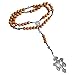 Imagen de [Mllepjdh] Rosario católico con medalla de la Cruz de Perdón Cadena de Oración de Madera para Bautismo y Misa Regalo de Oración Collar de Oración Católico