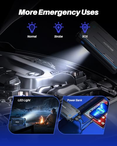 Image of AUTOONE 4000A Car Jump Starter, Battery Jumper Starter Portable for Compact Car Up to 10.0L Gas and 8.0L Diesel Engine Jump Box with Jumper Cables, USB Output and LED Light