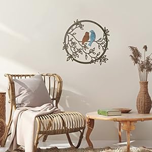 Ferraycle Metal Wall Art Bird on Tree Branch Bird Wall Silhouette Bird Wall Art Decor for Living Room Garden Bedroom Office Home Wall Housewarming Party Decor (Vivid Color) Ferraycle Metal Wall Art Bird on Tree Branch Bird Wall Silhouette Bird Wall Art Decor for Living Room Garden Bedroom Office Home Wall Housewarming Party Decor Vivid Color